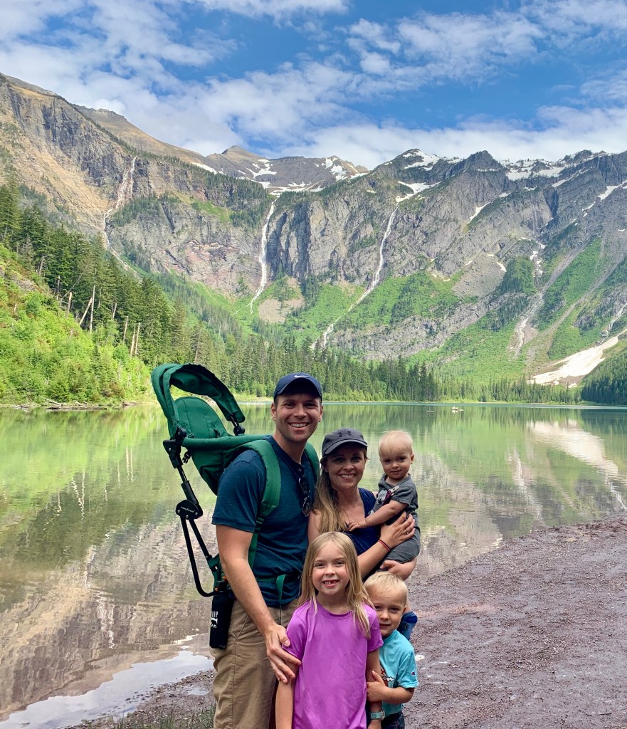 Our family hiking to Avalanche Lake in Glacier National Park.