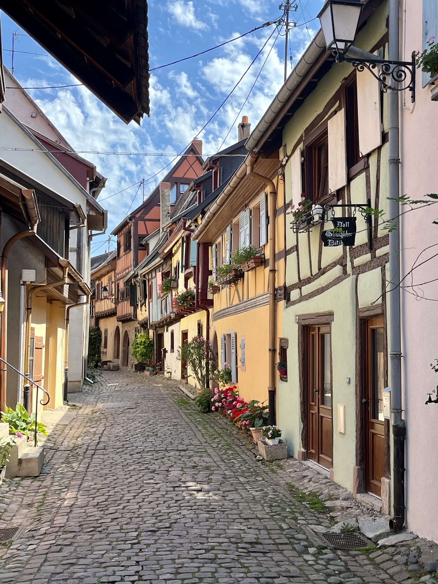 cobblestone streets in Eguisheim France