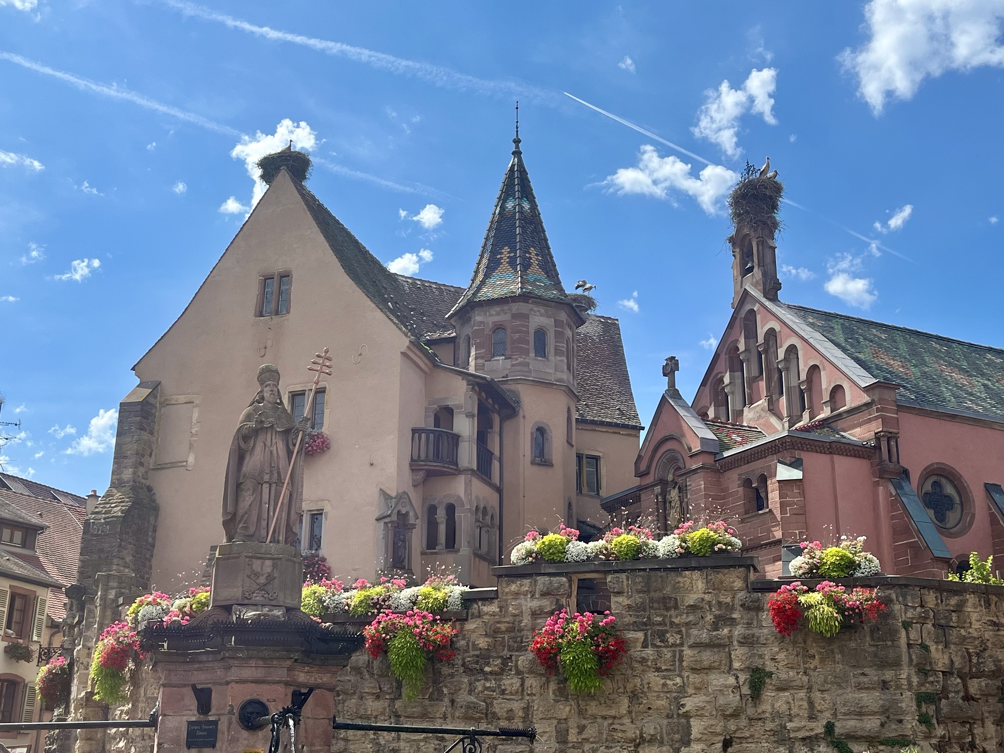 view of church in central Eguisheim France