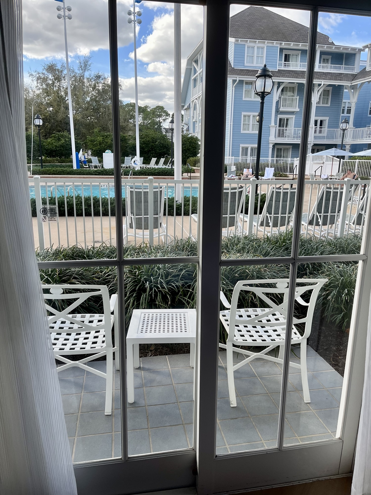 View of room's balcony at Beach Club Resort in Disney World