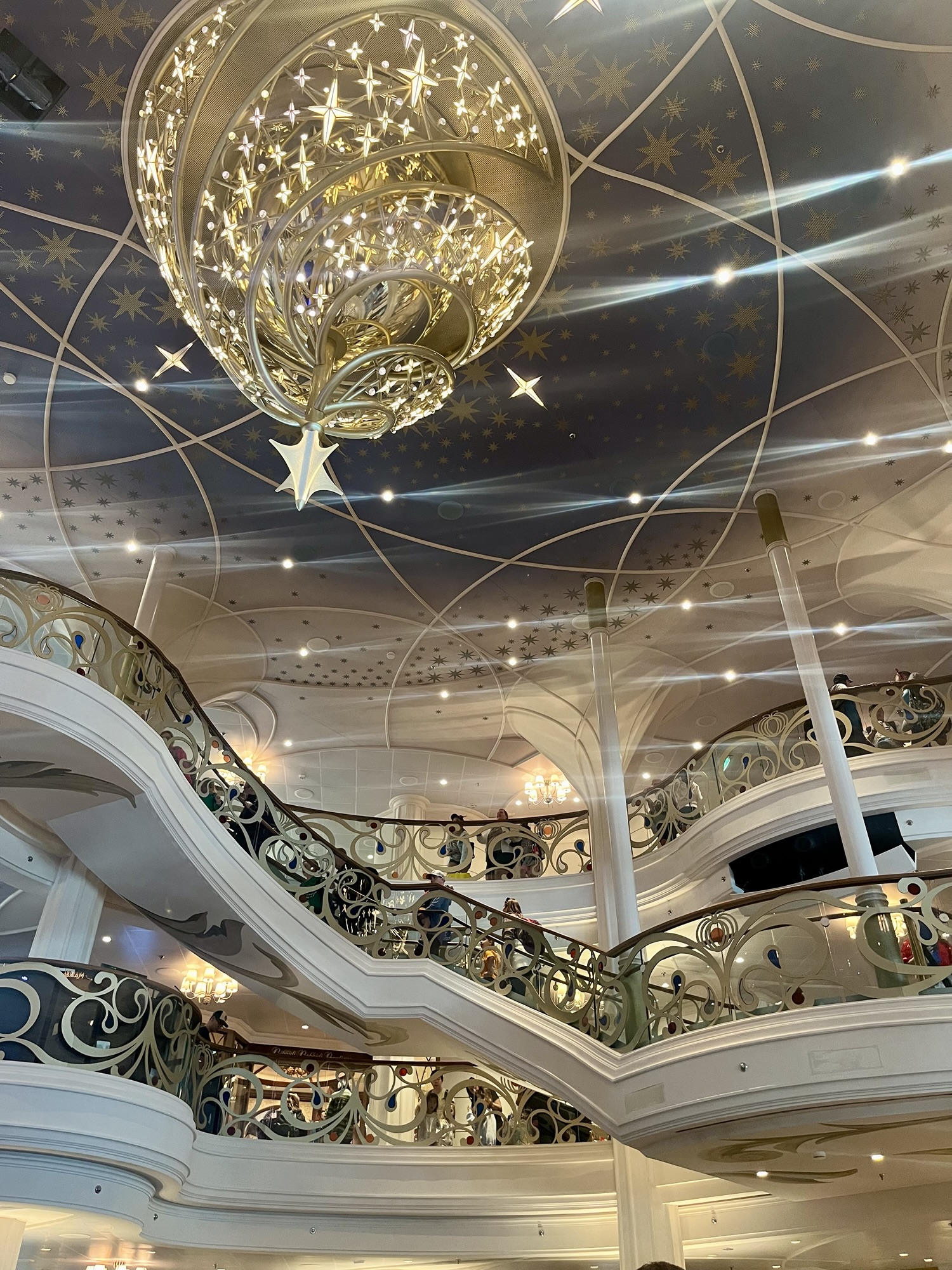 chandelier in great hall of Disney Wish Cruise Ship