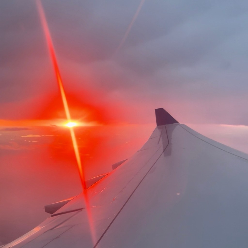 view of sunset on our flight