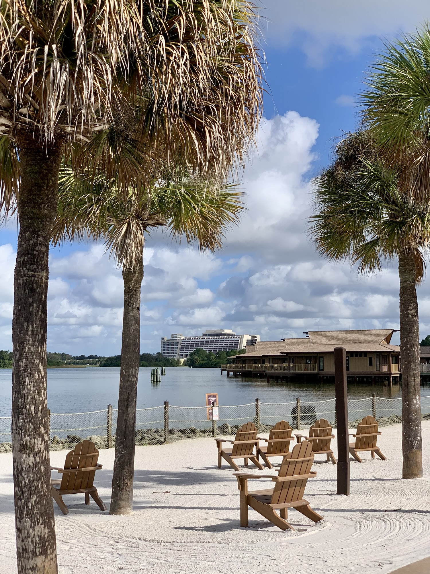 view of Contemporary Resort and Bungalows at Polynesian Resort in Disney World